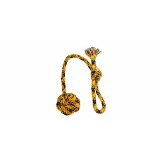 Vrhací bavlněné lano s míčem HipHop ROPE ø 7cm / 48 cm, neon oranžová, černá, žlutá