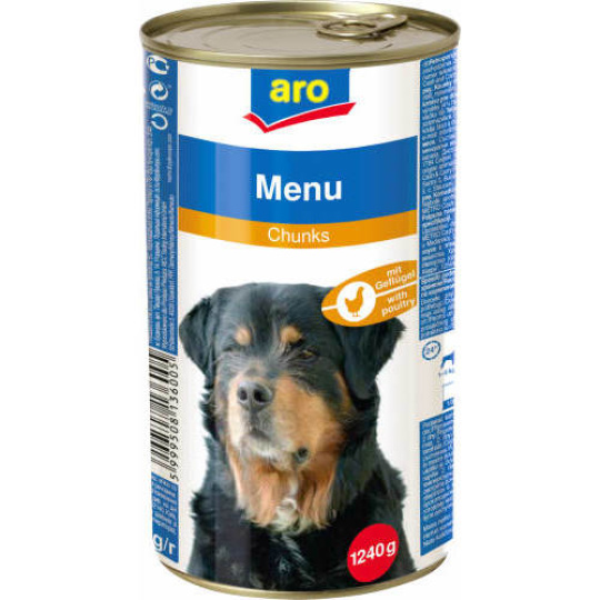 ARO - konzerva pro psy/Drůbeží kousky v omáčce 1240 g