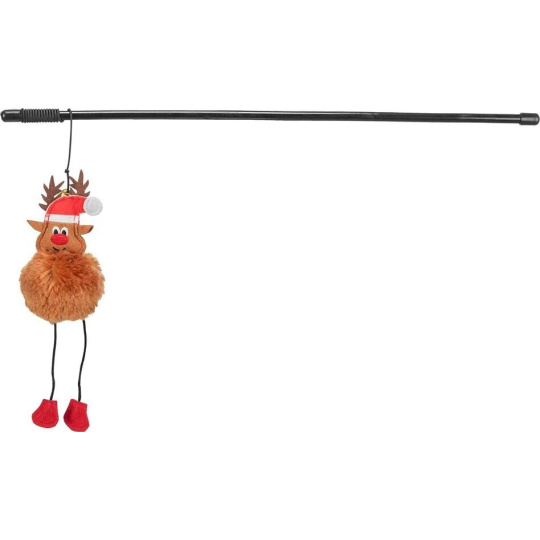 Xmas Reindeer Rod - vánoční hrací prut se sobem, 45 cm, plast/plyš