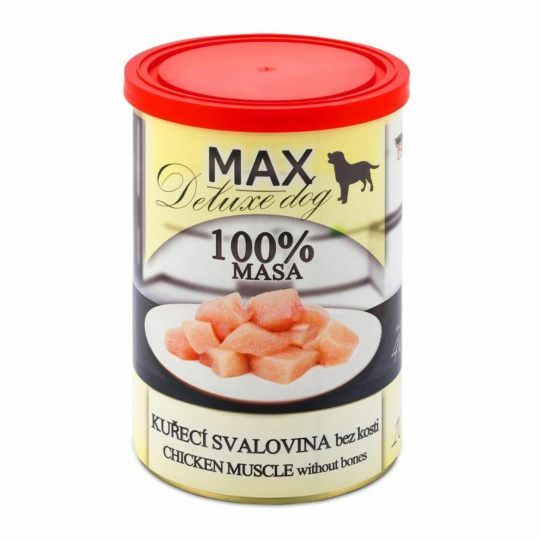 MAX Deluxe Dog kuřecí svalovina bez kosti, konzerva 400 g