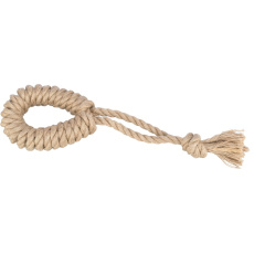 Přetahovadlo lano s kruhem, 50cm, konopí/bavlna