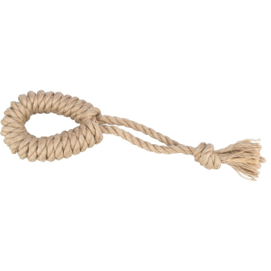 Přetahovadlo lano s kruhem, 50cm, konopí/bavlna