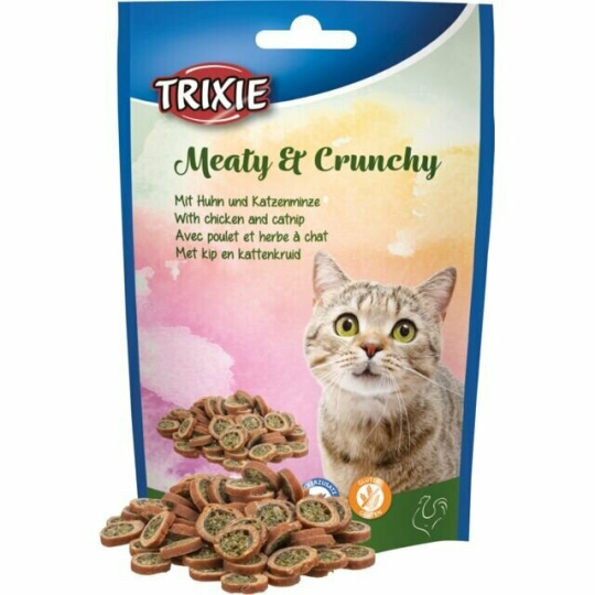 Meaty &#38; Crunchy - kuře s catnipem, křupavé masové pamlsky, 50 g