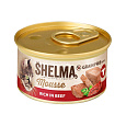 Shelma Cat Mousse hovězí, rajče, petržel GF, konzerva 85 g