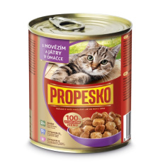 PROPESKO Cat hovězí a játra v omáčce, kousky 830 g
