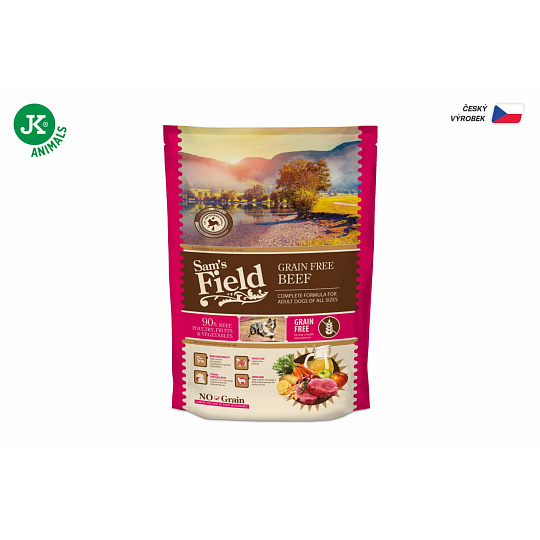 Sam's Field Grain Free Beef (Angus), superprémiové granule pro dospělé psy všech velikostí a plemen, 800 g (Sams Field bez obilovin)