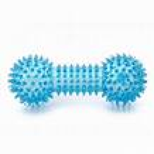TPR-činka pískací s bodlinami hračka z termoplast. gumy (modrá)