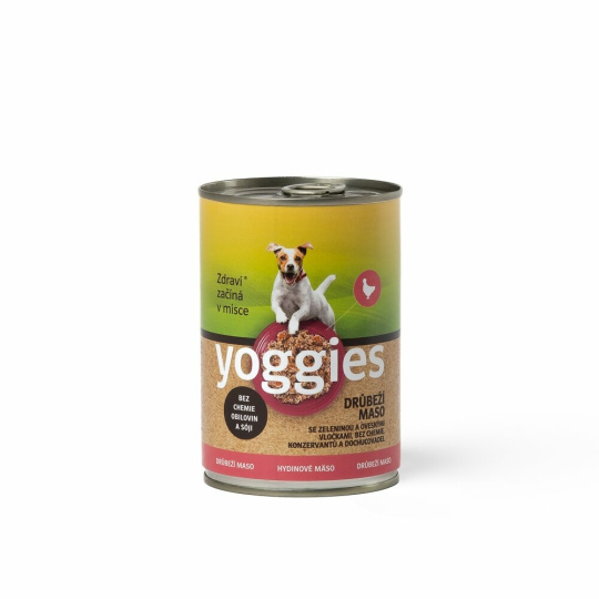 Yoggies drůbeží konzerva se zeleninou a oves.vločkami 400g