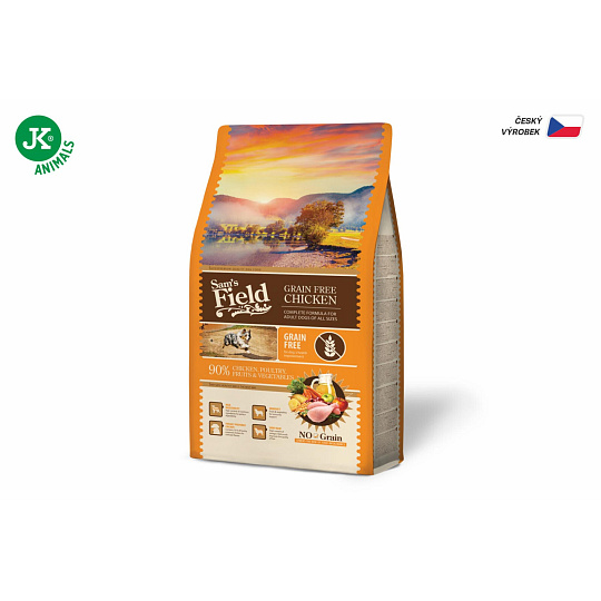 Sam's Field Grain Free Chicken, superprémiové granule pro dospělé psy všech velikostí a plemen, 2,5 kg (Sams Field bez obilovin) Sam's Field Grain Free Chicken, superprémiové granule pro dospělé psy všech velikostí a plemen, 2,5 kg (Sams Field bez obilovin)