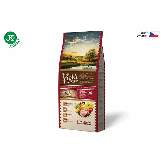 Sam's Field Low Grain Adult Medium Chicken & Potato, superprémiové granule pro dospělé psy středních plemen, 13 kg (Sams Field bez pšenice)
