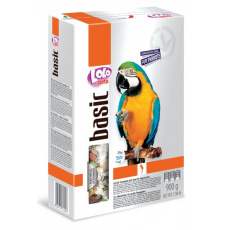 LOLO BASIC kompletní krmivo pro velké papoušky 900g krabička