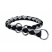 Nylonový obojek kulatý CAVO (S) 25-31 cm/12 mm  - černo/stříbrný