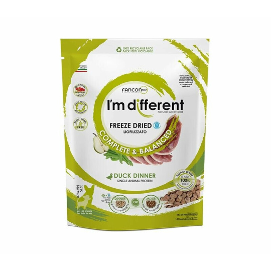 I´M DIFFERENT Duck DINNER, mrazem sušené raw krmivo s kachnou, 156 g