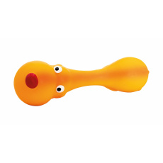 Psík ležící - tvar činky , se zvukem, 22cm, latex, oranžová HipHop