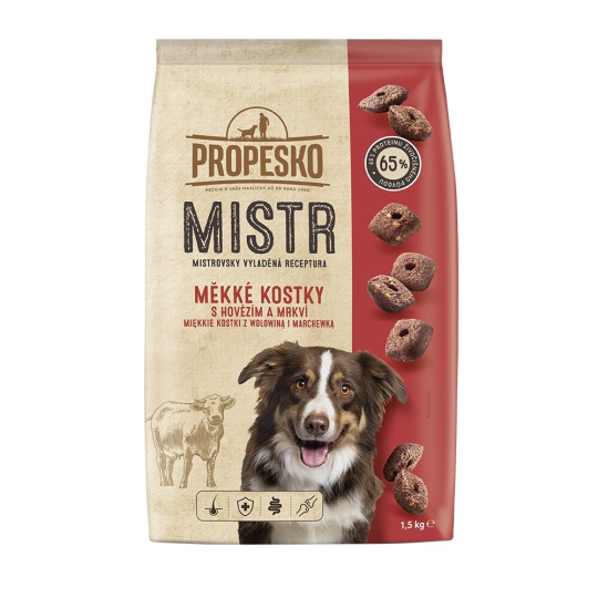 PROPESKO Mistr Adult měkké kostky s hovězím masem a mrkví 1,5kg