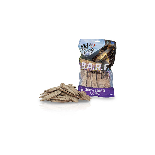 KIDDOG B.A.R.F. 100 % Lamb Lung freeze dried - jehněčí plíce sušené mrazem 120 g