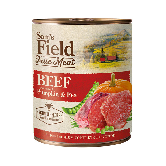 Sams Field masová konzerva 800g (  Beef Meat with Pumpkin & Pea )