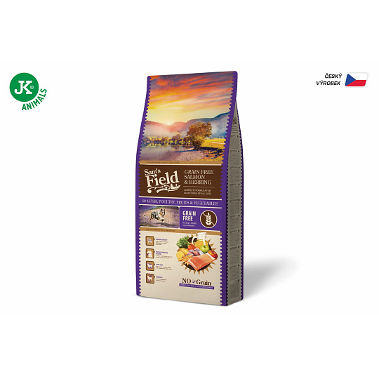 Sam's Field Grain Free Salmon /  Herring, superprémiové granule pro psy všech velikostí a plemen, 13 kg (Sams Field bez obilovin)