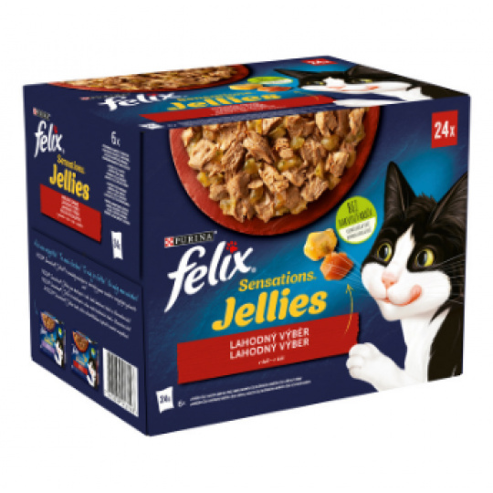FELIX Sensations Jellies 24x85g (hovězí,kuřecí,kachna,jehně)