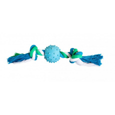 Bavlněný uzel s gumovým míčem 6 cm, 30 cm / 210 g zel, modr