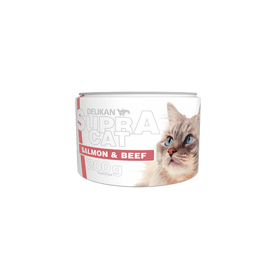 Delikan Konzerva SUPRA Cat Losos a Hovězí 200g
