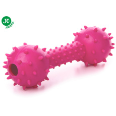 JK - hračka pro psy z termoplastické pryže 14cm, činka s bodlinami růžová