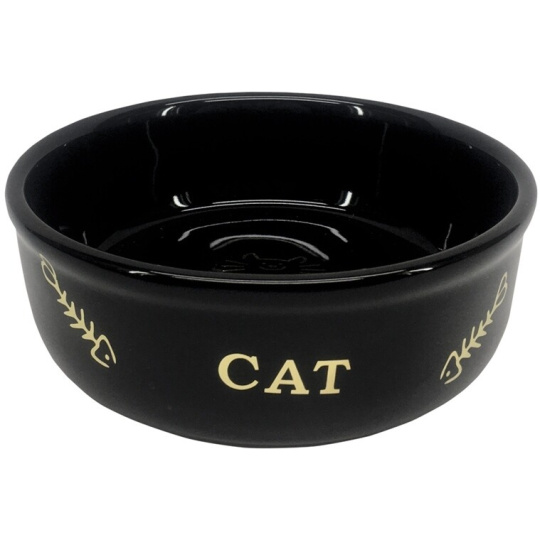 Nobby GOLDEN CAT keramická miska pro kočky černá se zlatým vzorem 13,5x4,5cm/0,25l