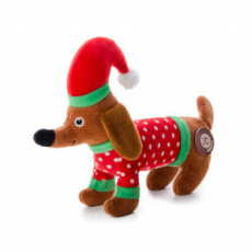 JK- Jezevčík plyš X- Max 17cm, plyšová vánoční pískací hračka pro psy