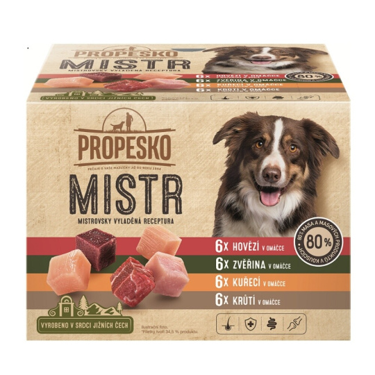 Propesko Mistr kapsičky pro psy 24x85g- hovězí, zvěřina, kuřecí, krůtí ve šťávě