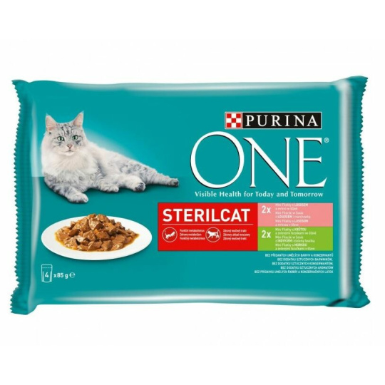 PURINA ONE 4x85g Steril.cat  minifiletky, losos/krůta