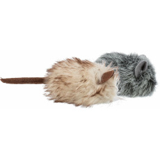 Myška chlupatá s catnipem, 9cm, šedá/béžová