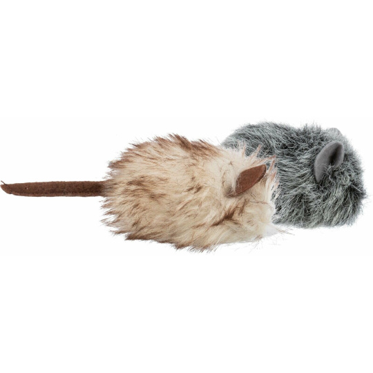 Myška chlupatá s catnipem, 9cm, šedá/béžová