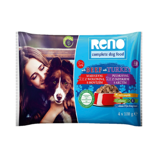 RENO Dog hovězí a krůta, kapsa 100 g (4 pack) RENO Dog hovězí a krůta, kapsa 100 g (4 pack)