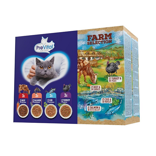 Prevital Farm Selection kočka mix masa a ryb v omáčce, kapsa 85 g (12 pack)