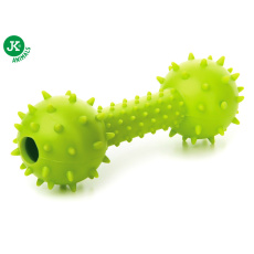 JK - hračka pro psy z termoplastické pryže 14cm, činka s bodlinami zelená