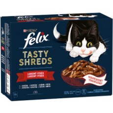 FELIX TASTY SHREDS 12x80g (hovězí,kuře,kachna,krůta)