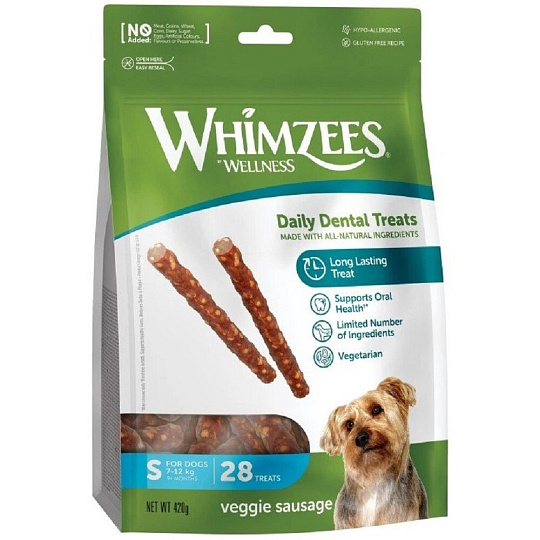 Whimzees Dental Treats Veggie Sausage S 420g dog