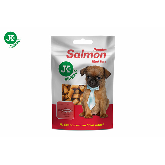 Sušené lososové mini kousky pro štěňata, 50 g, mini masový štěněcí pamlsek (Puppies Salmon Mini Bits Meat Snack) Sušené lososové mini kousky pro štěňata, 50 g, mini masový štěněcí pamlsek (Puppies Salmon Mini Bits Meat Snack)