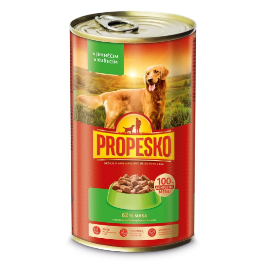 PROPESKO Dog jehněčí a kuřecí v omáčce, kousky 1240 g 