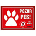 CEDULKA plastová -TLAPKA -POZOR PES