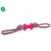 Bavlněné přetahovadlo s TPR růžovou kostí, odolná (gumová) hračka z termoplastické pryže