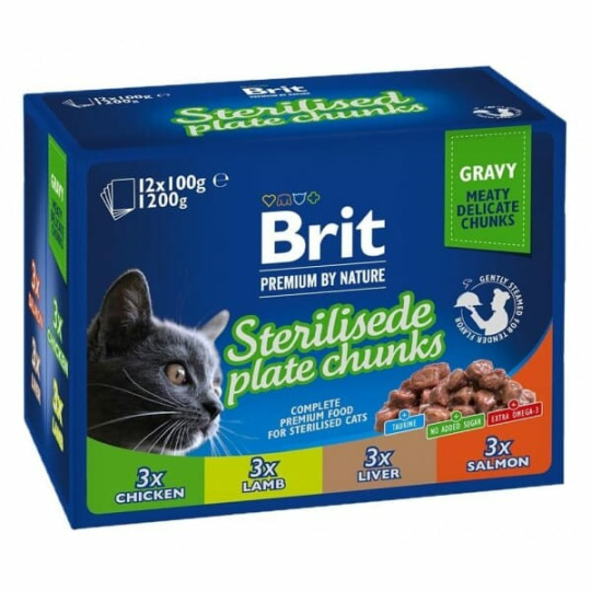 Brit Premium Cat kapsa Sterilised Plate 12x100g