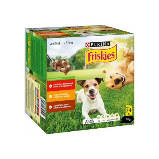 FRISKIES DOG kapsičky 24x85g,hovězí,kuřecí,jehně ve šťávě