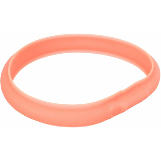 USB svítící obojek PLOCHÝ, L-XL: 70cm/30mm, korálový