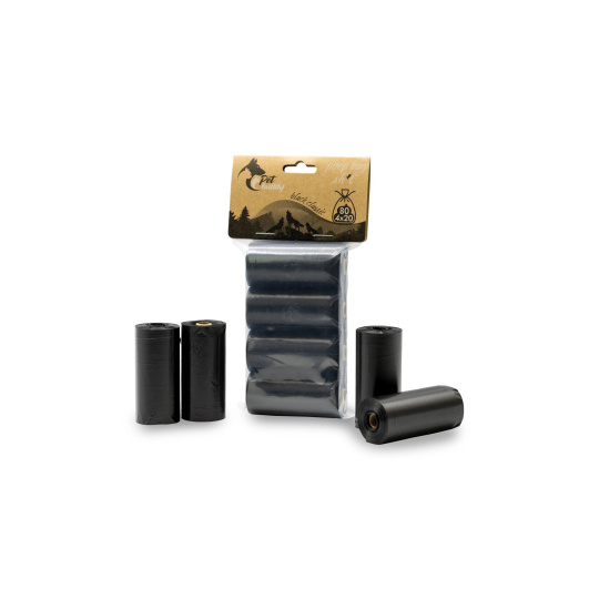 PetBuddy sáčky na exkrementy KLASIK 4 role/ á 20 sáčků, černé bez potisku PetBuddy sáčky na exkrementy KLASIK 4 role/ á 20 sáčků, černé bez potisku