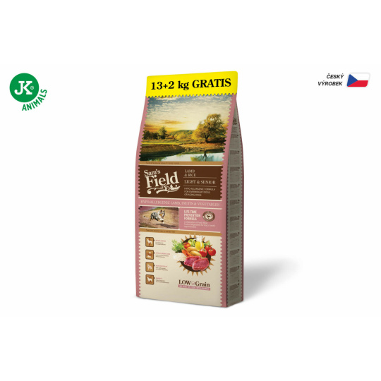 13 + 2 kg zdarma, Sam´s Field Low Grain Light / Senior,  Lamb/ Rice